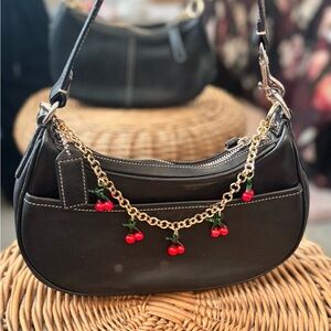 Coach Black Shoulder Bag with Cherry Charm